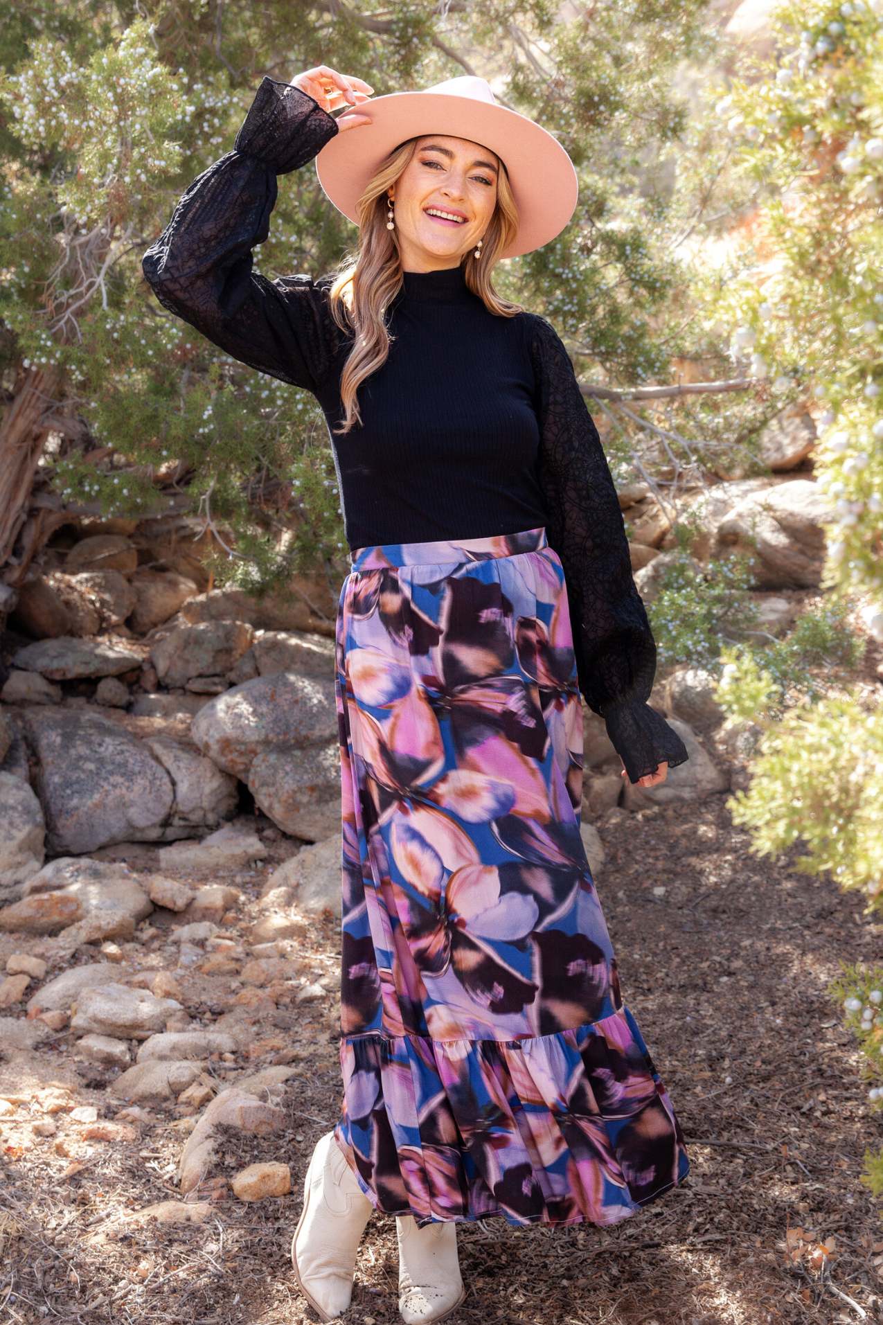 Pippa Set Skirt / Dusty Pink and Blue