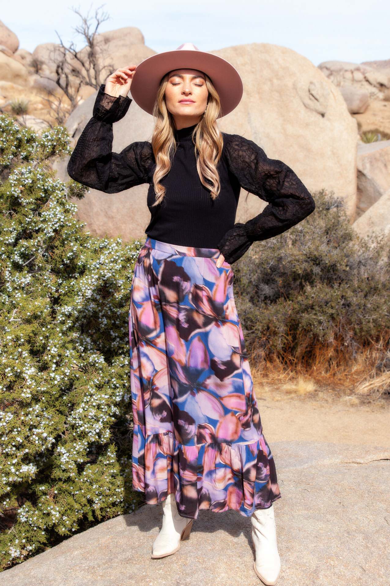 Pippa Set Skirt / Dusty Pink and Blue