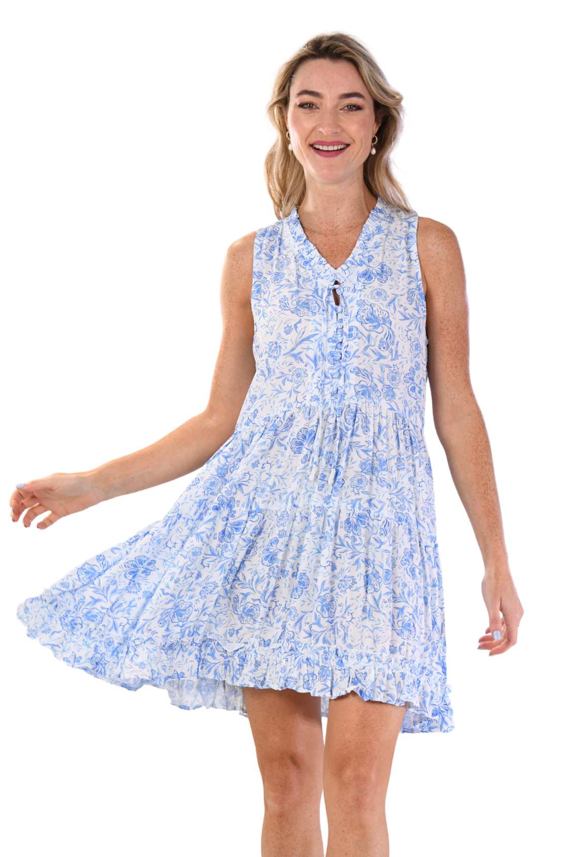 Kaia Dress Short / Blue Fish