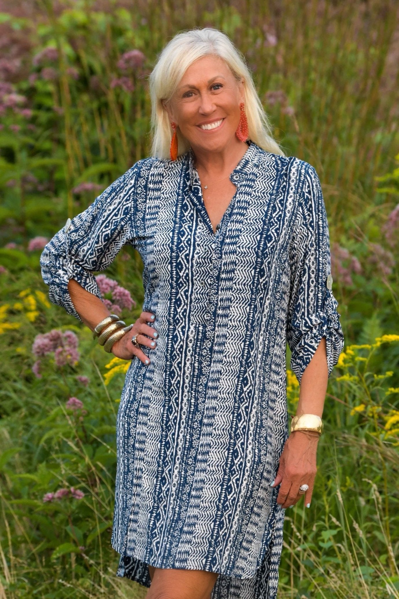 Day Tripper Dress / Indigo Aztec