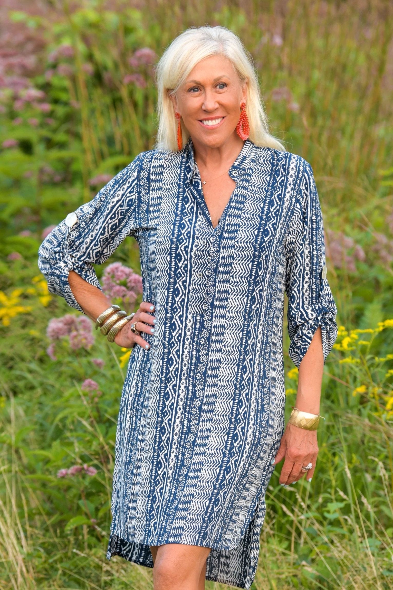 Day Tripper Dress / Indigo Aztec
