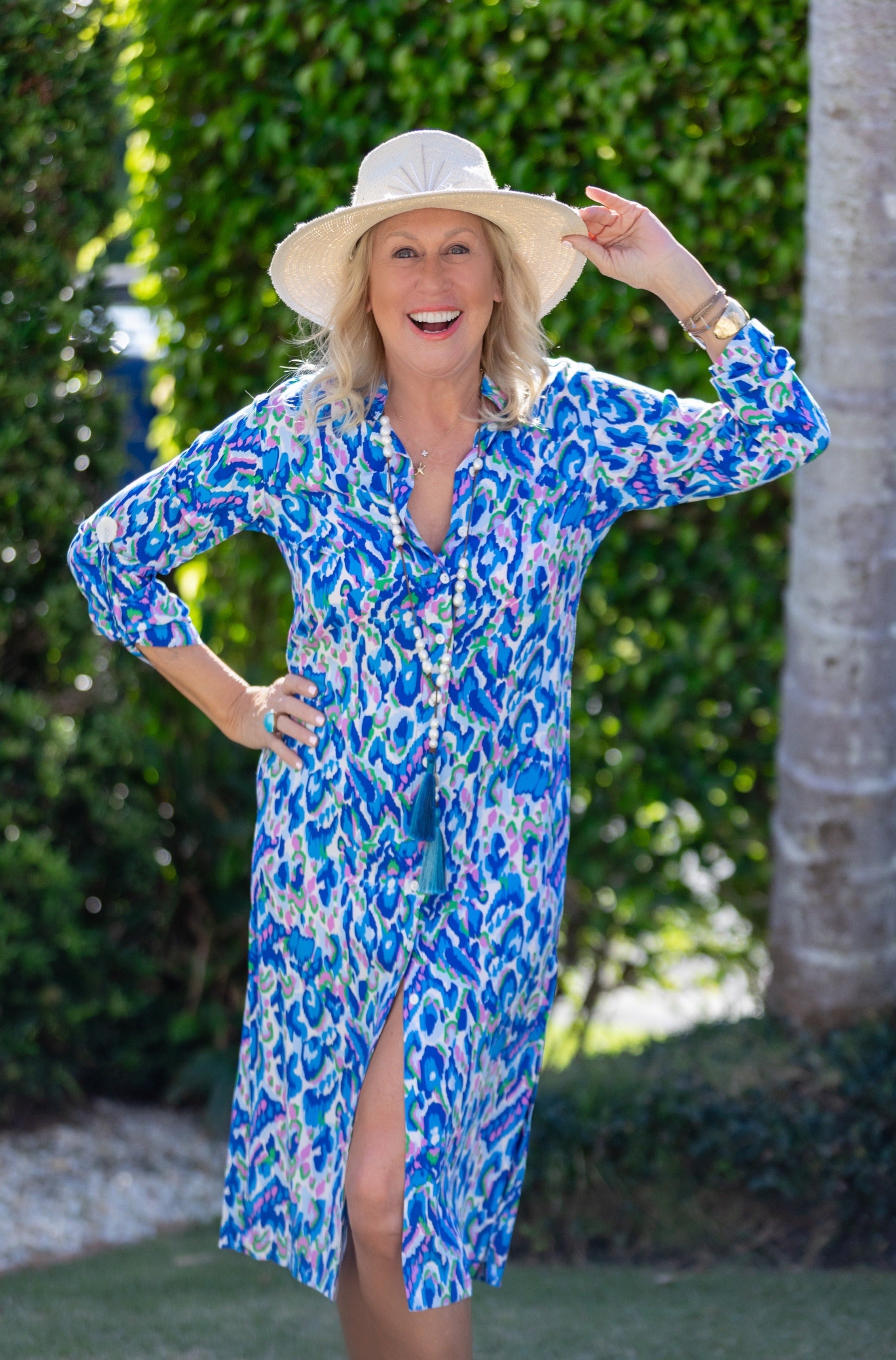 Traveler Dress / Pink-Cobalt