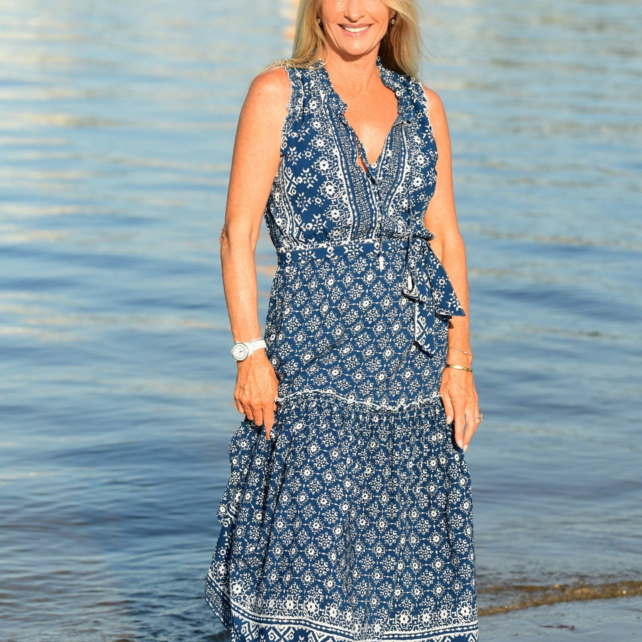 Alexis Dress / Indigo Geo