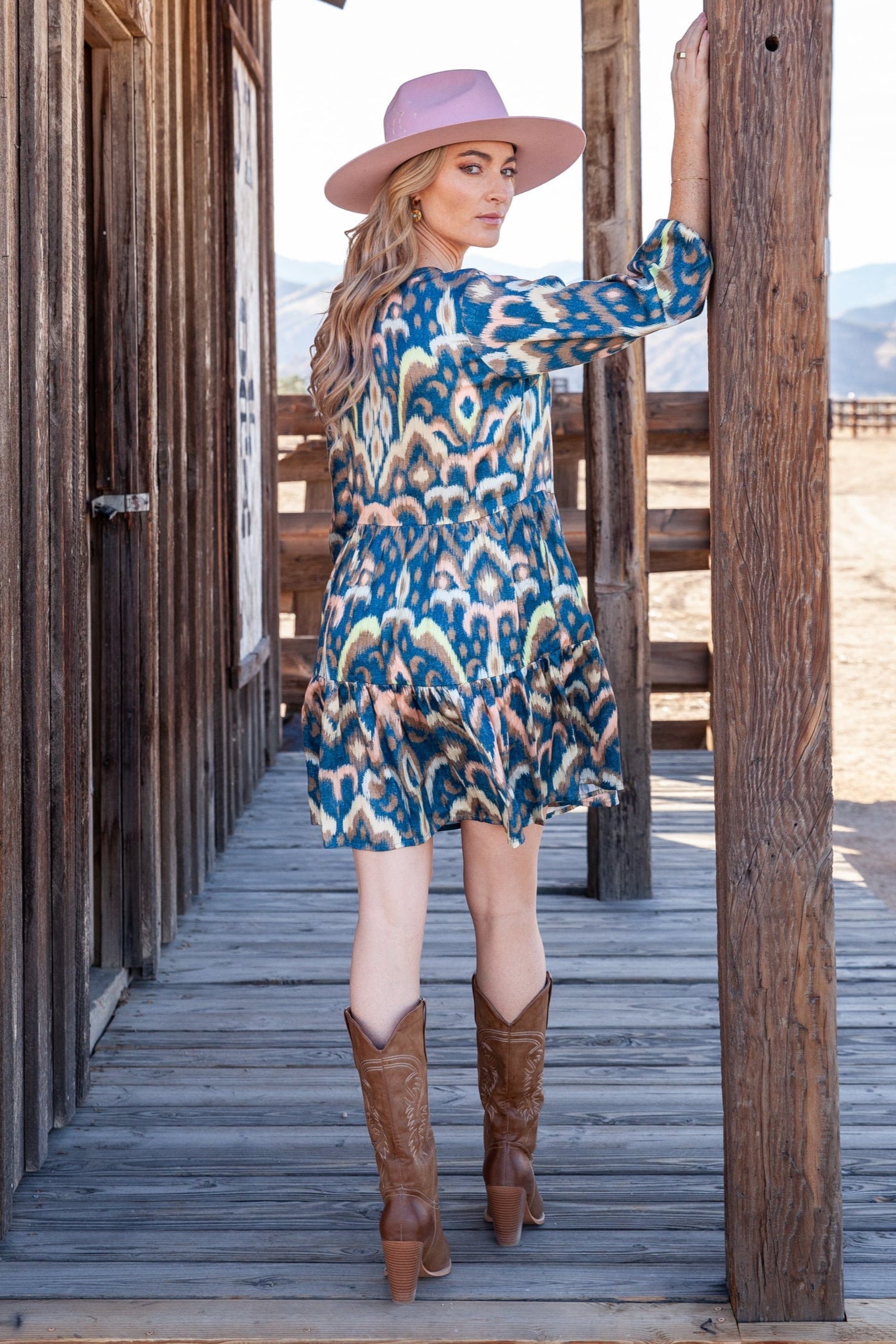 Peyton Dress / Deep Ocean Ikat