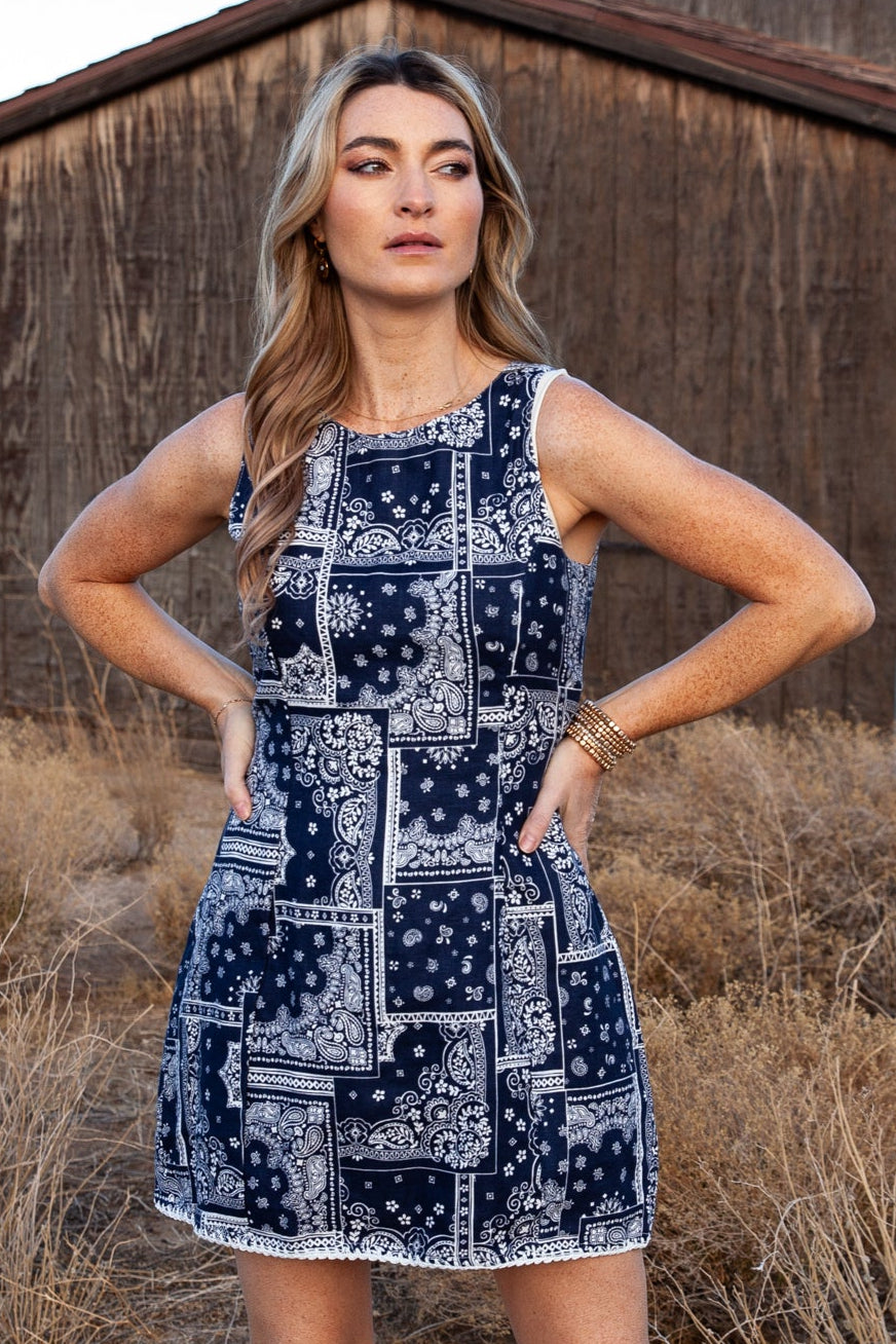 Jane Dress / Navy Bandana
