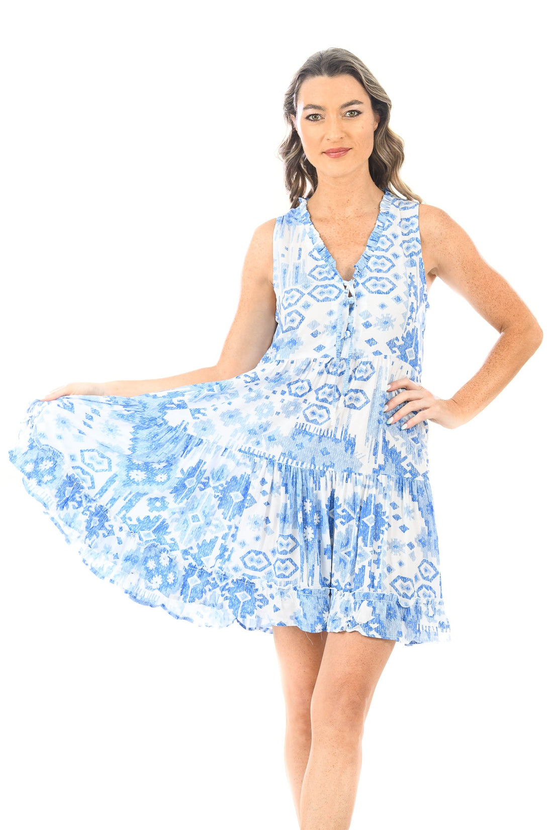 Kaia Dress Short / Periwinkle Ikat