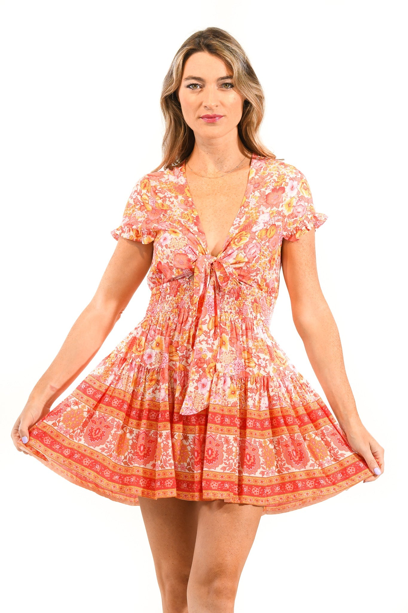Sarah Dress / Tangerine Floral