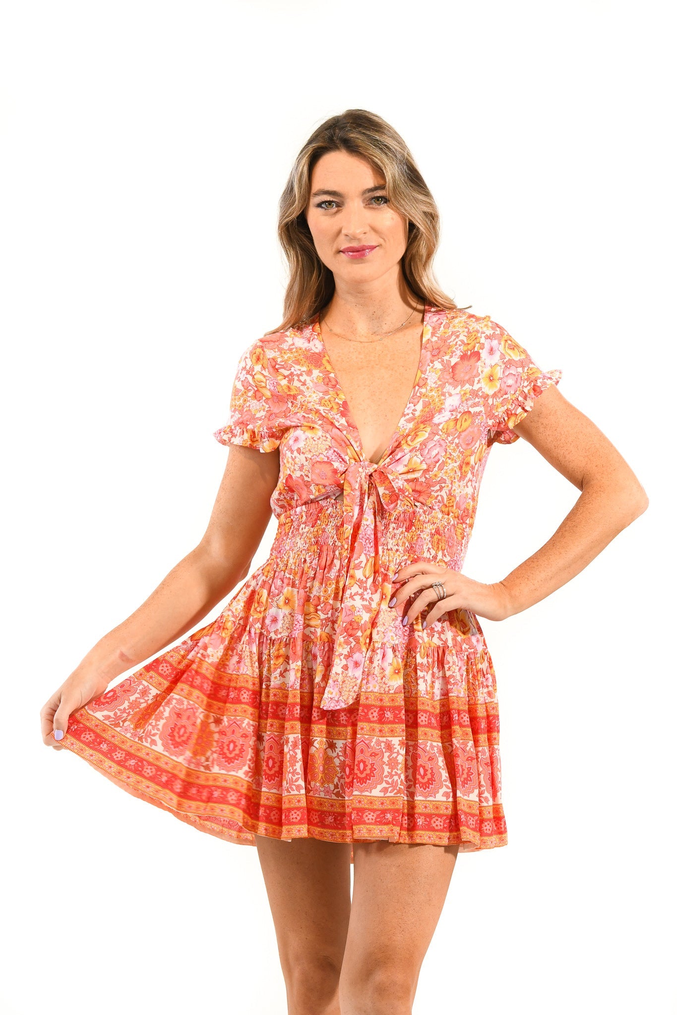 Sarah Dress / Tangerine Floral