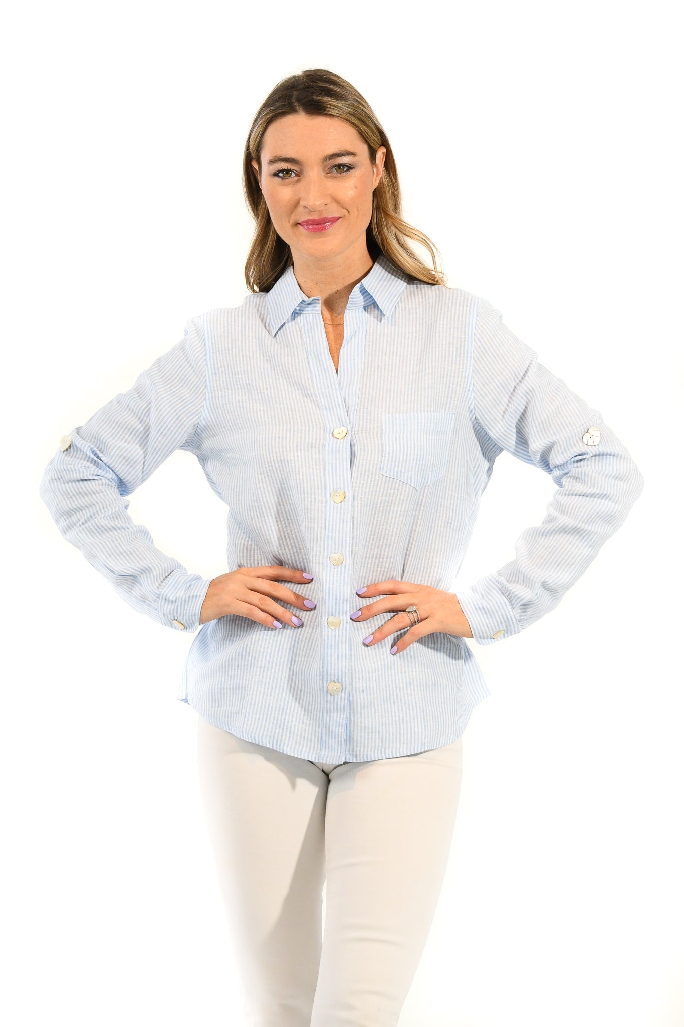 Linen Shirt / Sky Blue Stripe