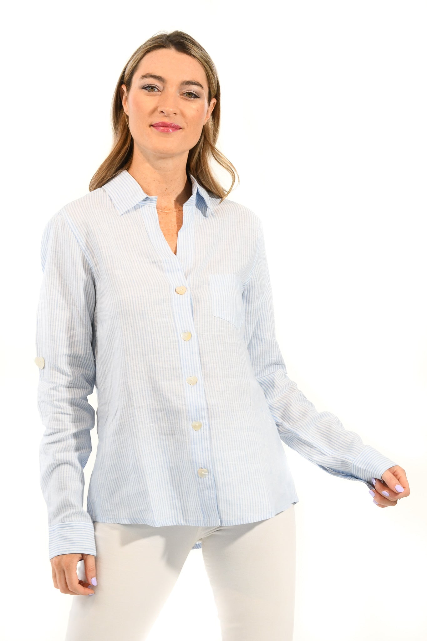 Linen Shirt / Sky Blue Stripe