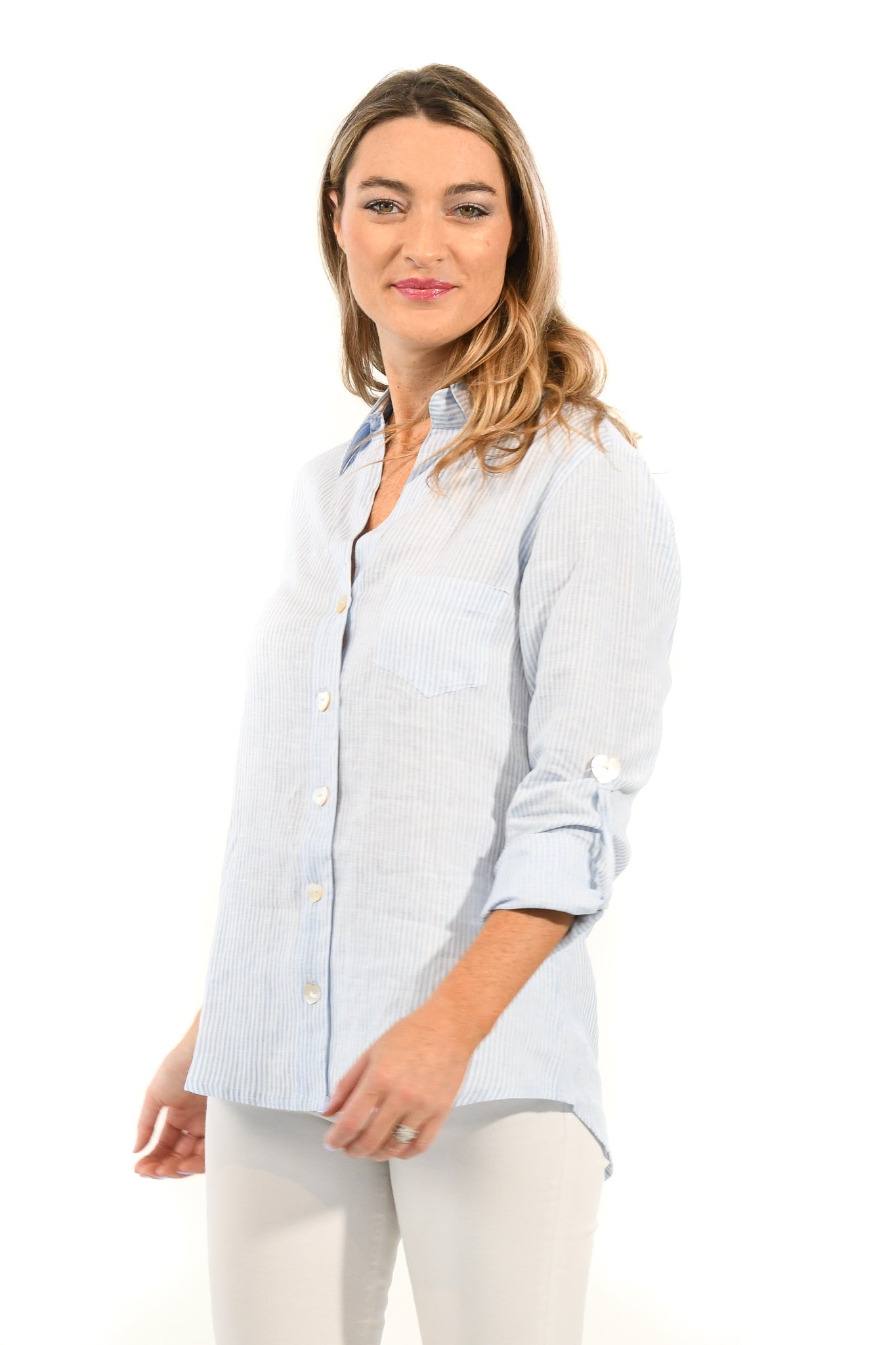 Linen Shirt / Sky Blue Stripe