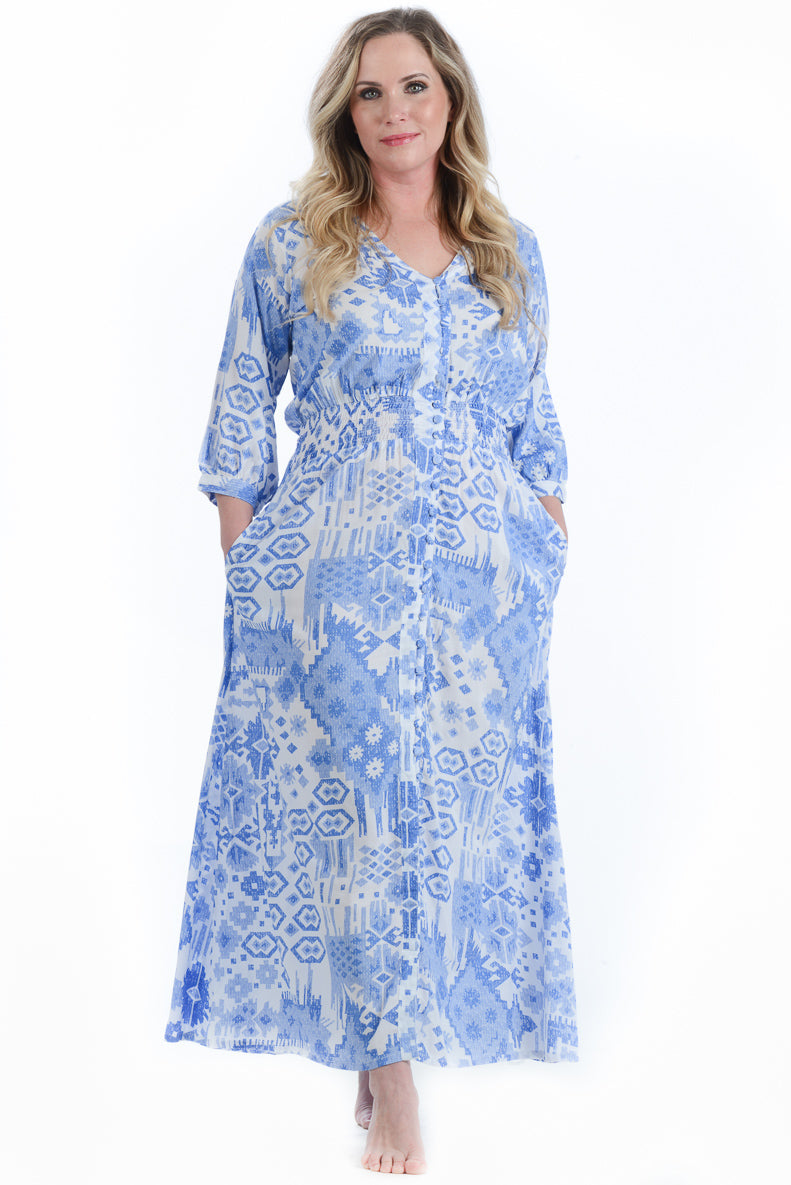 Kelsey Dress / Periwinkle Ikat