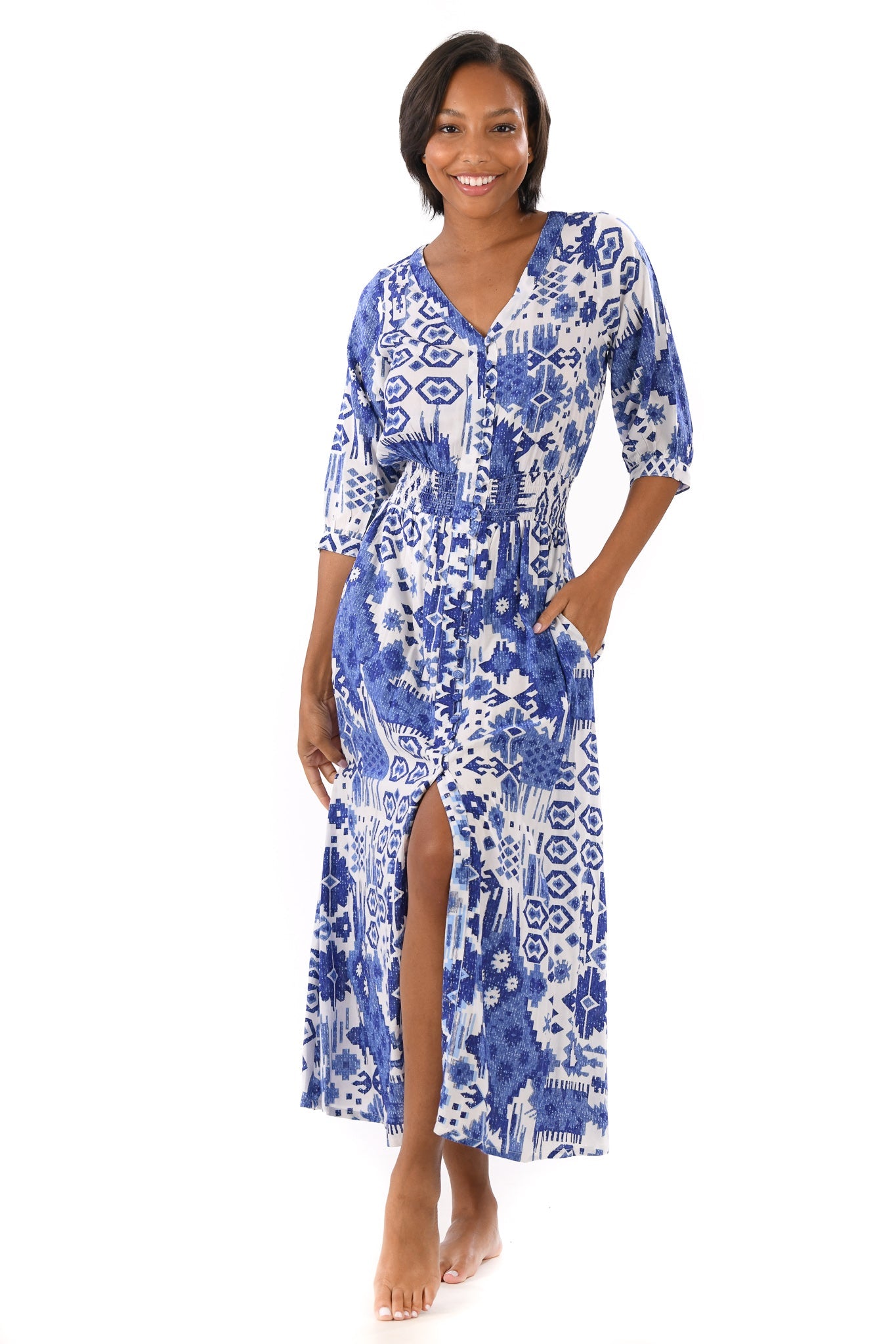 Kelsey Dress / Indigo Ikat