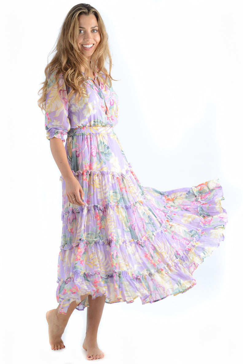 Dana Dress / Lavender Tropical