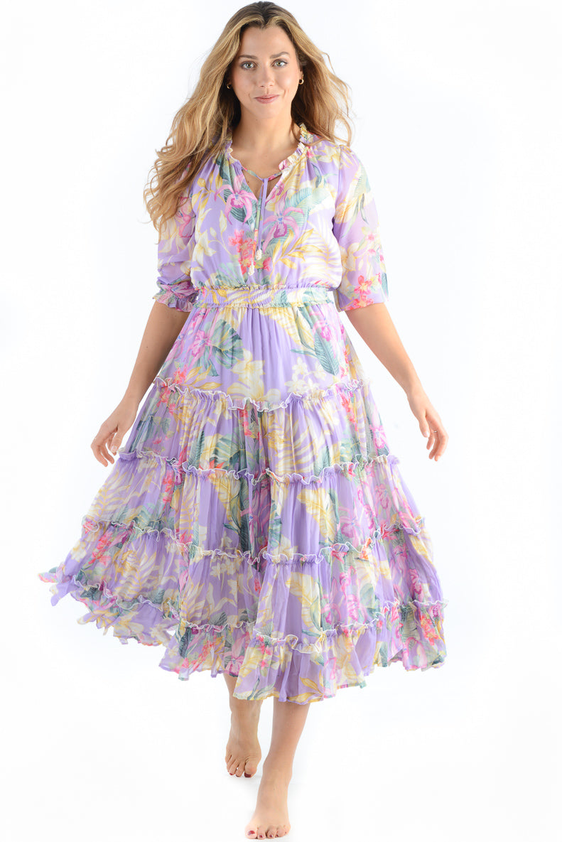 Dana Dress / Lavender Tropical