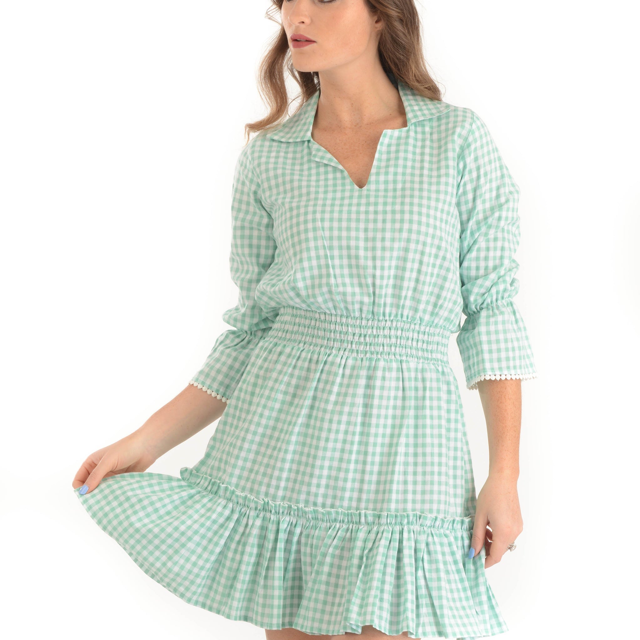 Mia Dress / Lime Gingham