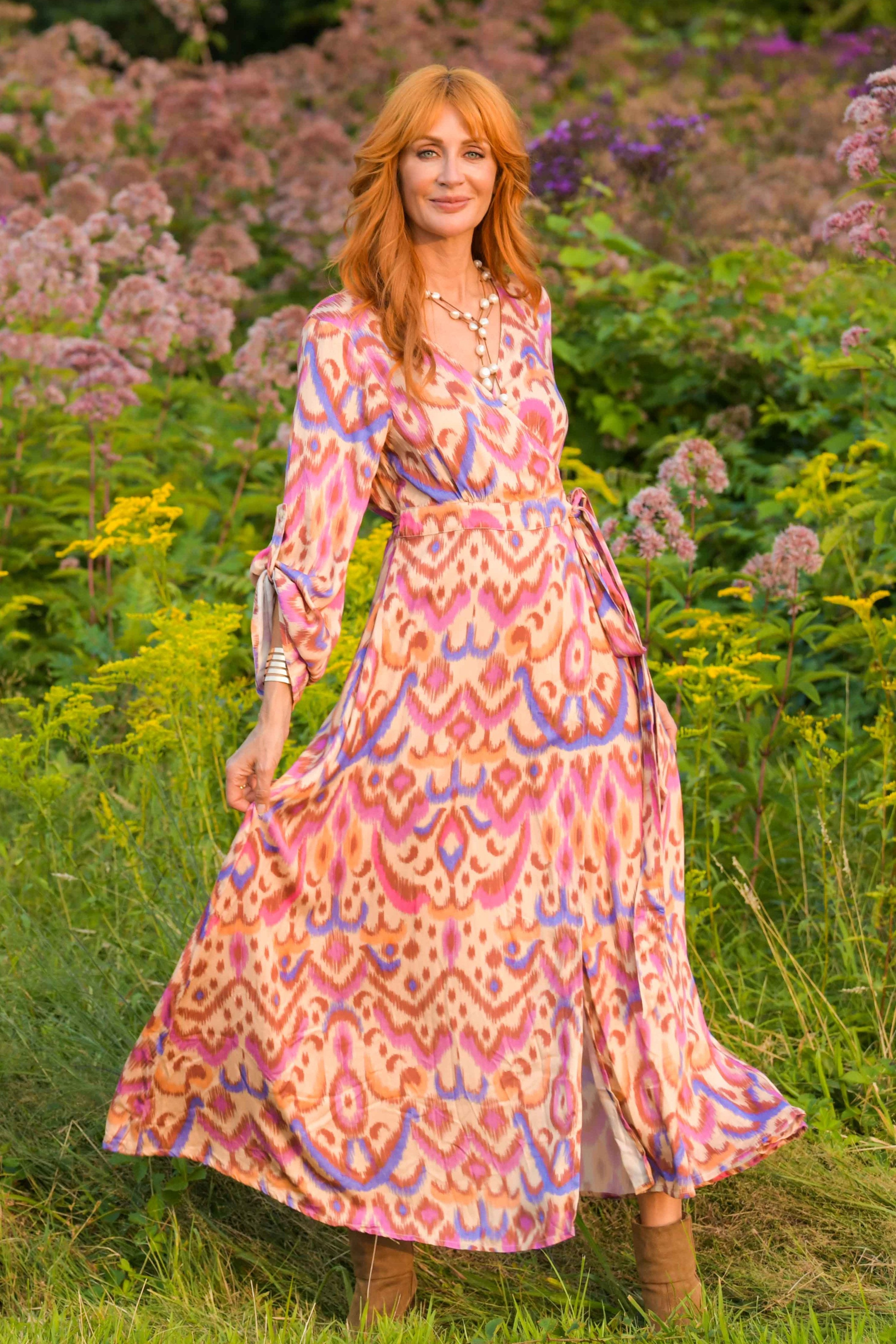 Bianca Dress / Purple Brown Ikat