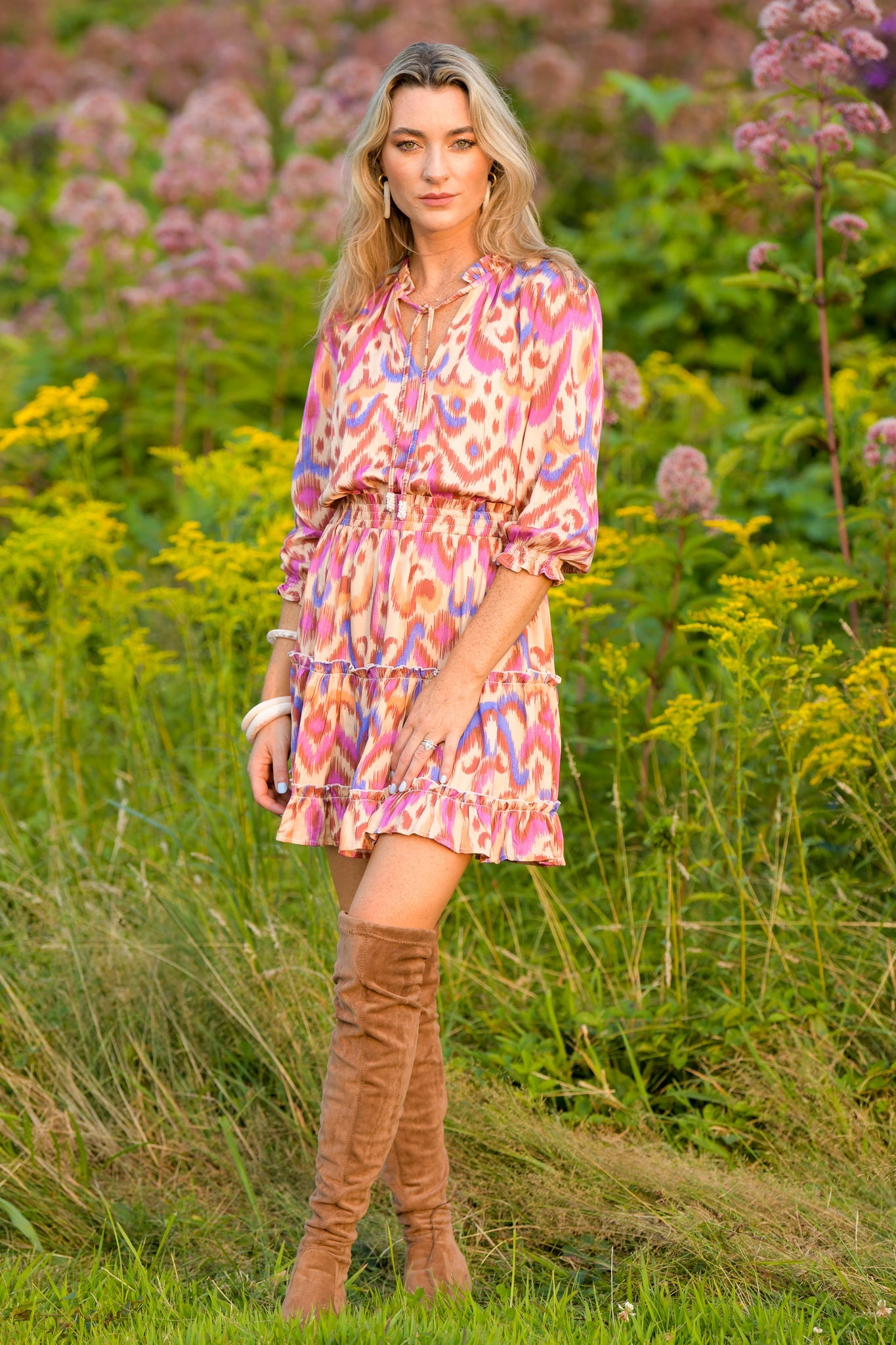 Ibiza Dress / Purple Brown Ikat