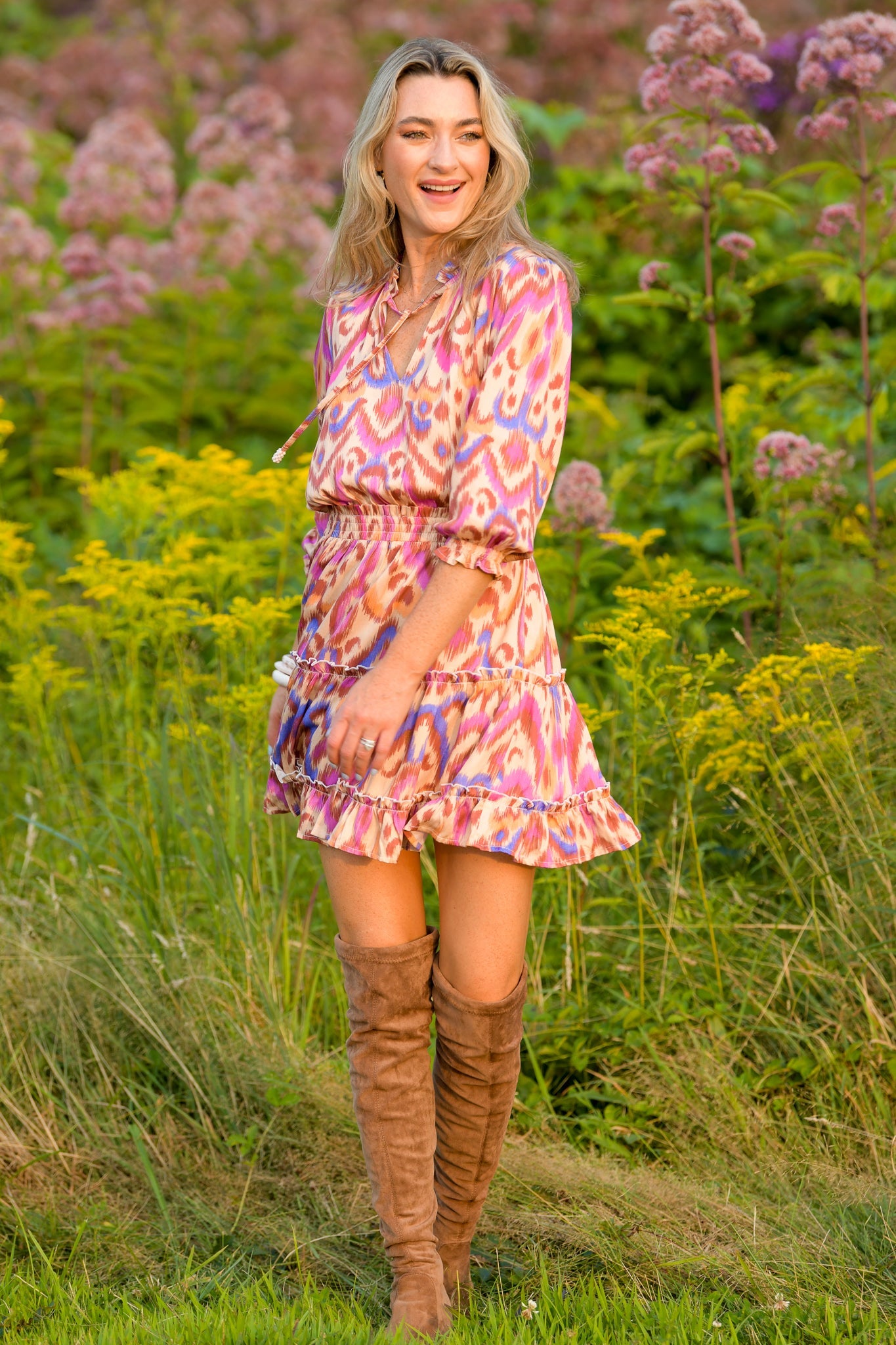 Ibiza Dress / Purple Brown Ikat