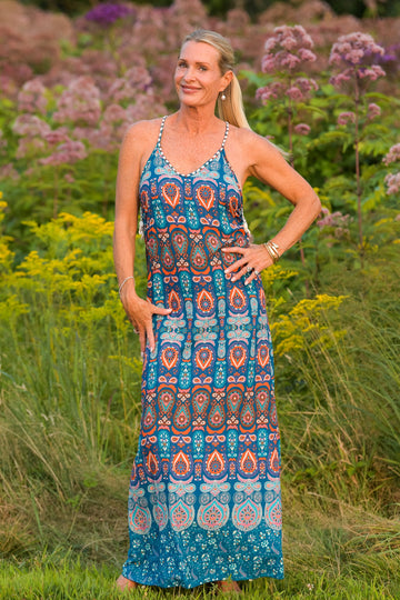 Mozambique Dress / Orange Teal