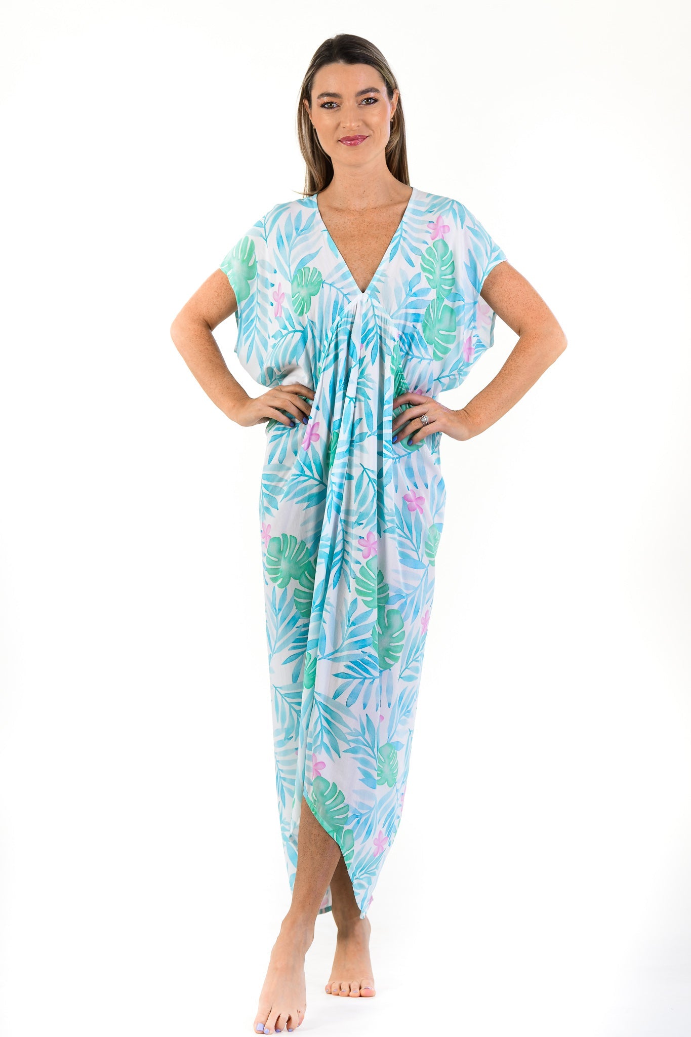Santorini Kaftan / Turquoise Palm