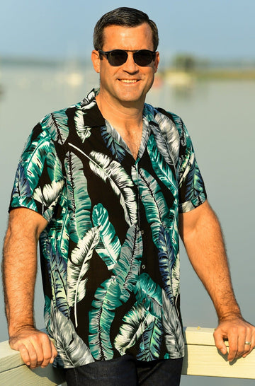Men's Panama Shirt / Black Banana Leaf