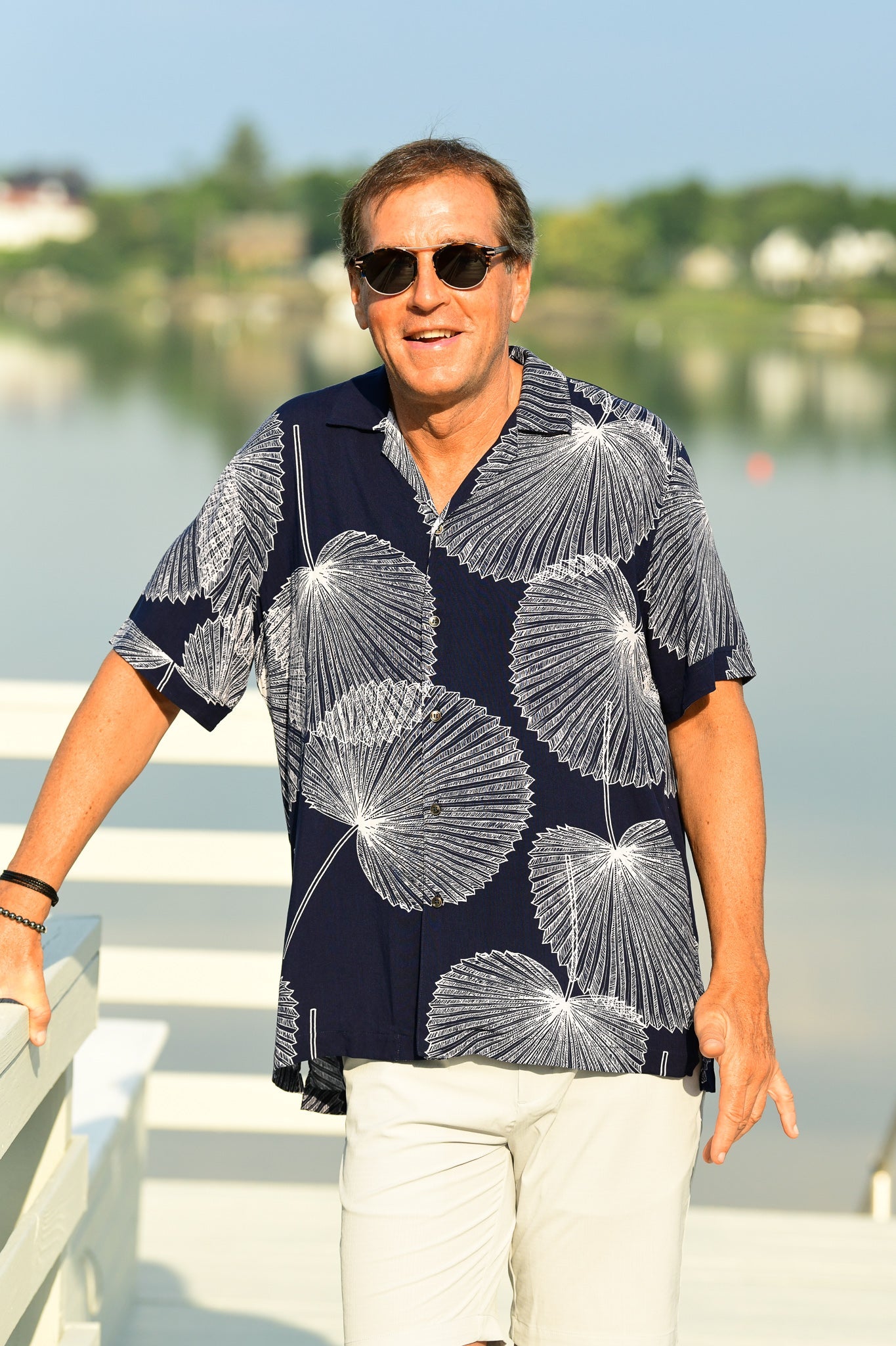 Men's Panama Shirt / Navy Palm