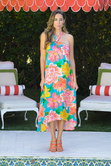 Sardinia Dress / Turquoise Fuchsia