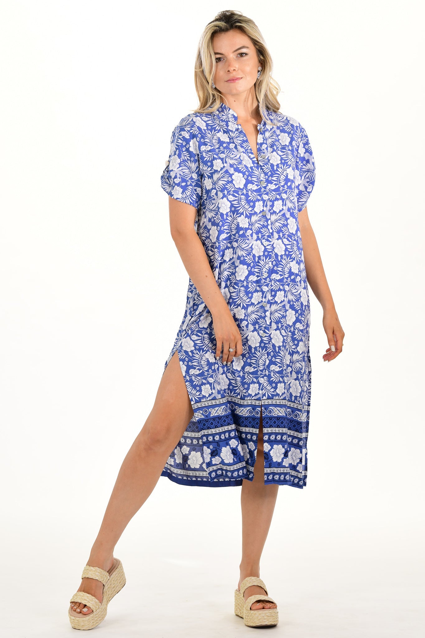Day Break Dress / Indigo Tropical