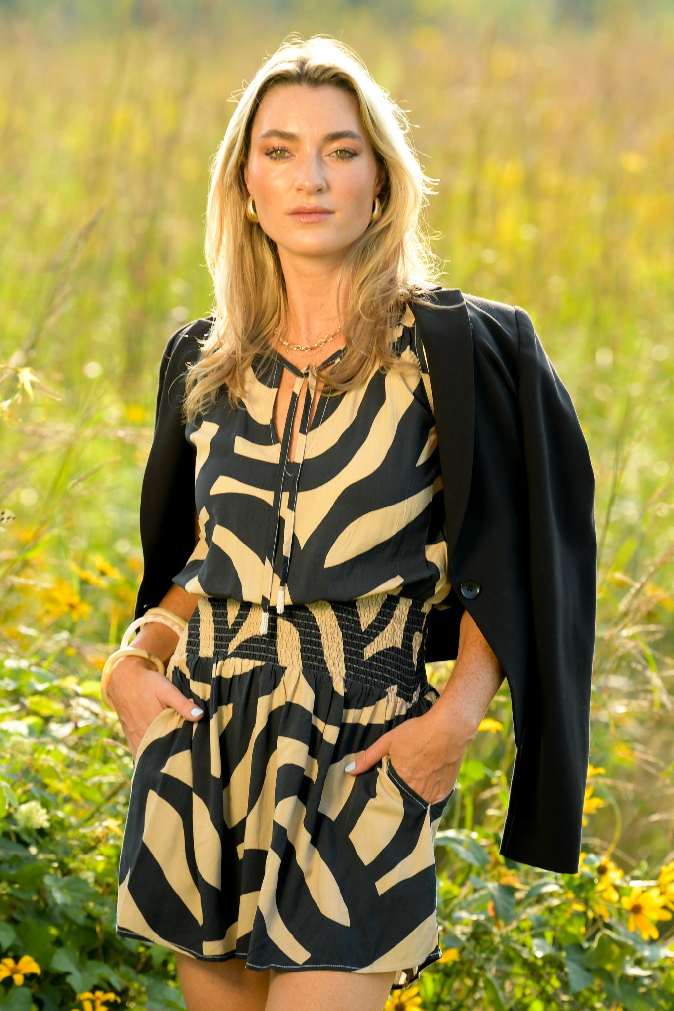 Remi Dress / Black & Taupe Mod