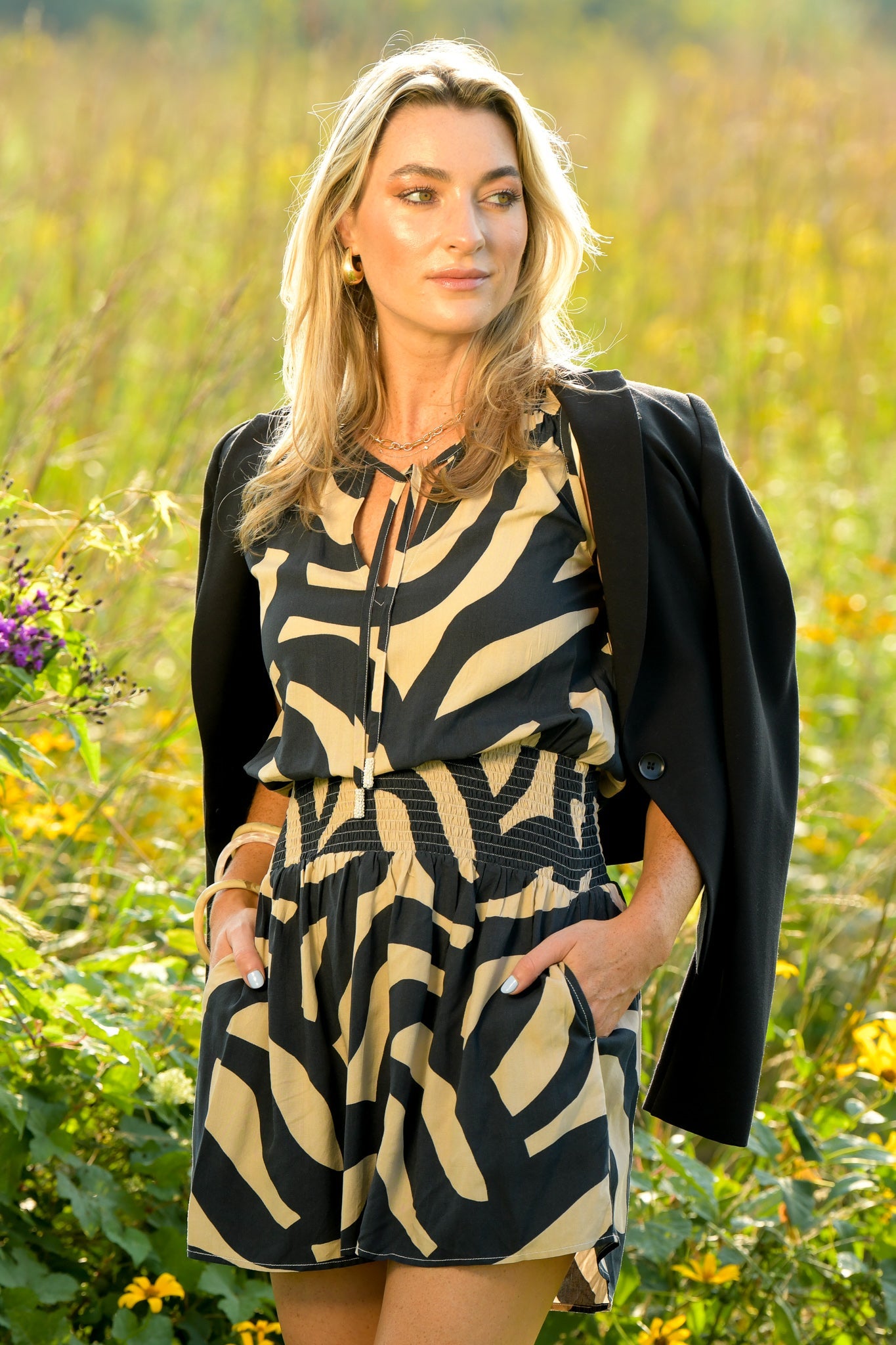 Remi Dress / Black & Taupe Mod