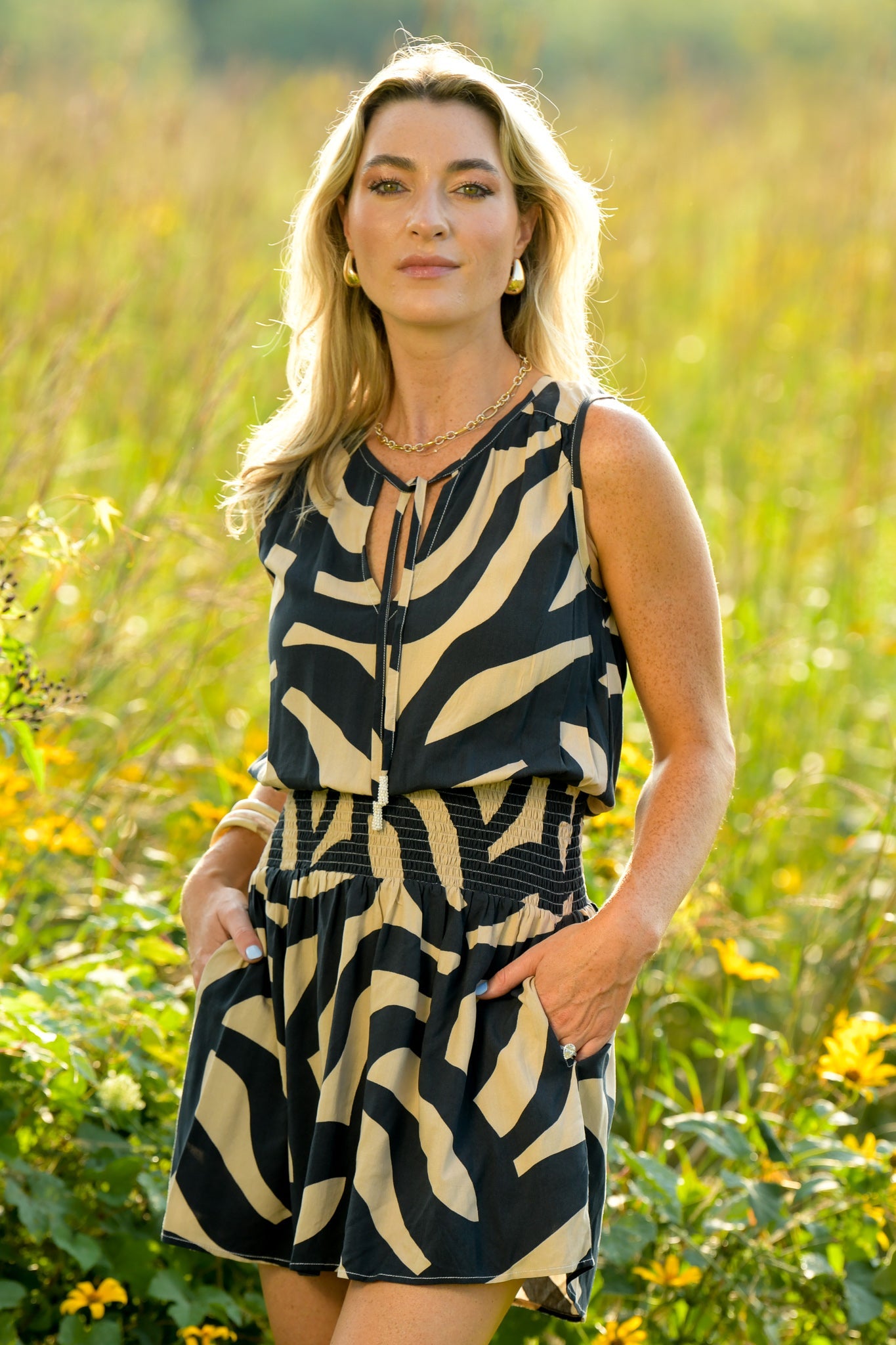 Remi Dress / Black & Taupe Mod