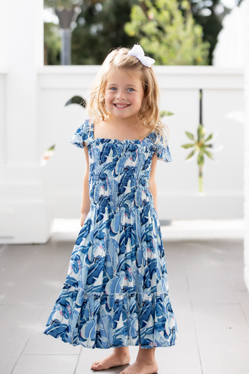 Girl's Matilda Dress / Cobalt Tropical