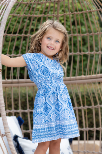 Girl's Anna Dress / Sky Blue Diamond