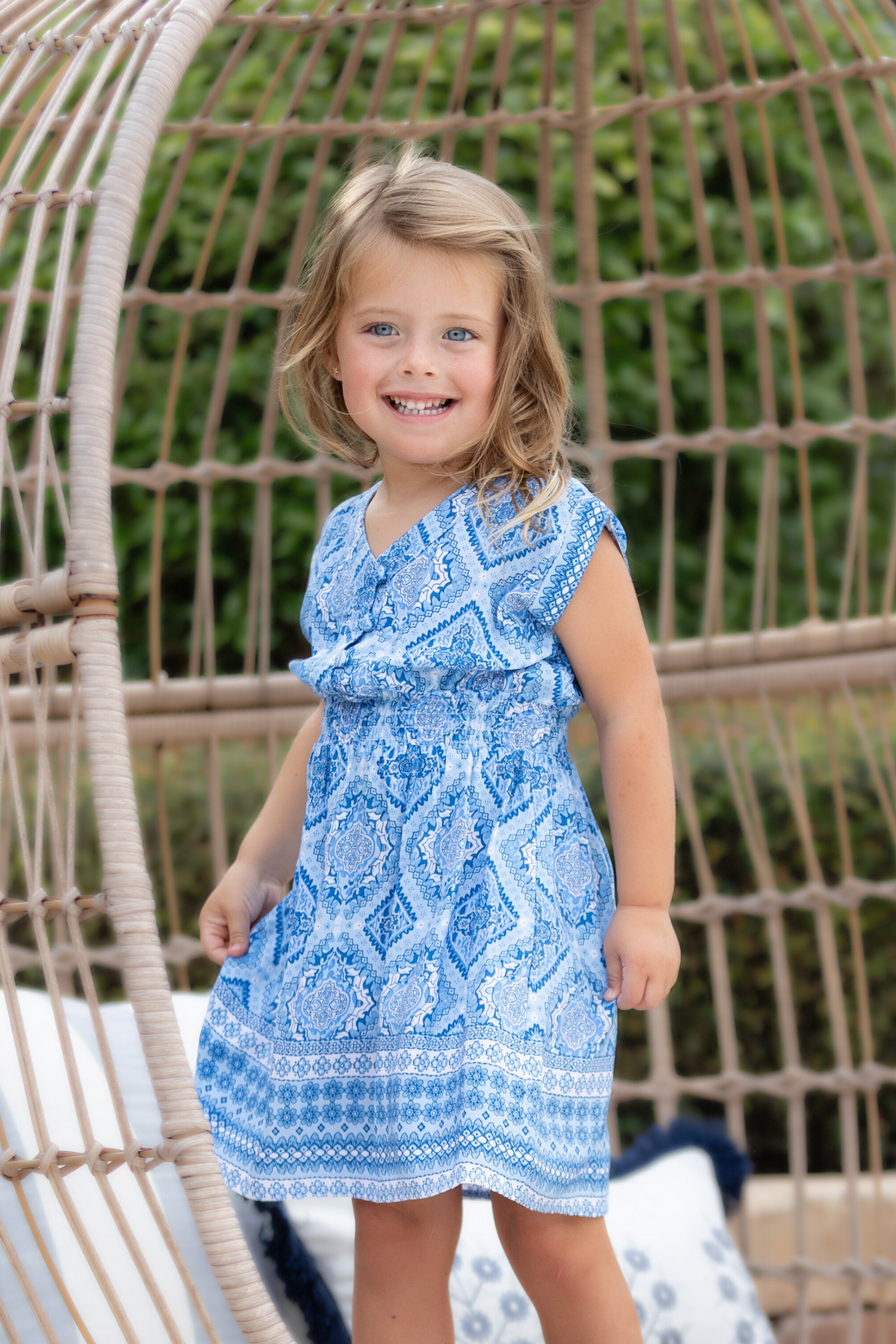 Girl's Anna Dress / Sky Blue Diamond