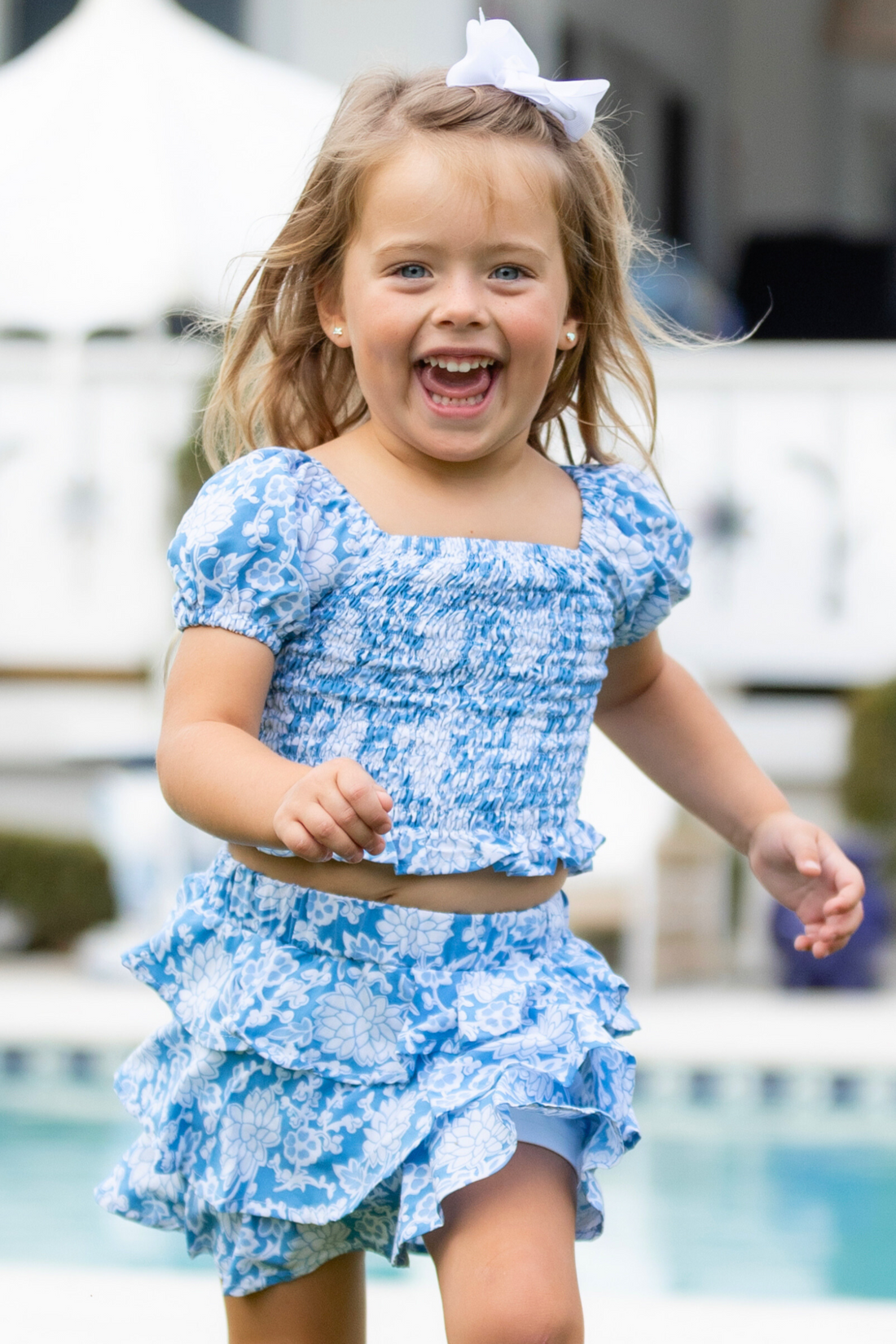 Girl's Kiki Set Top +Skirt / French Blue Floral