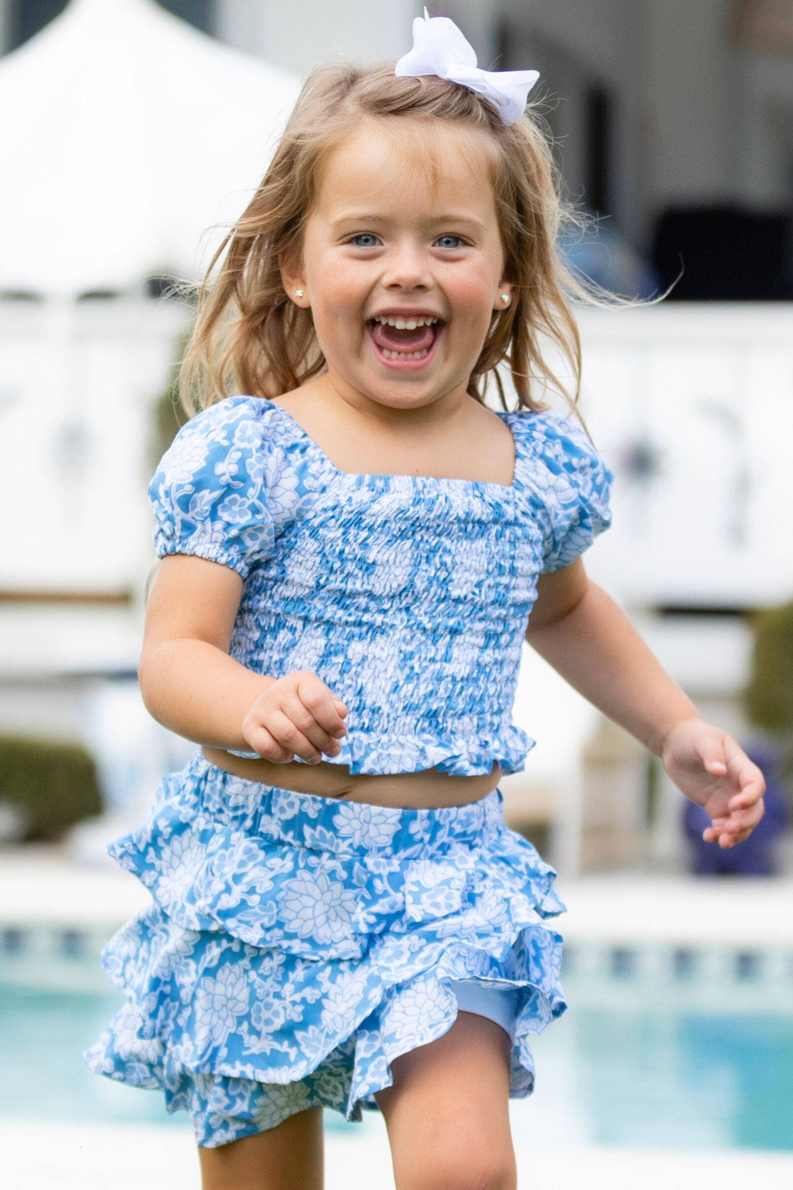 Girl's Kiki Set Top +Skirt / French Blue Floral