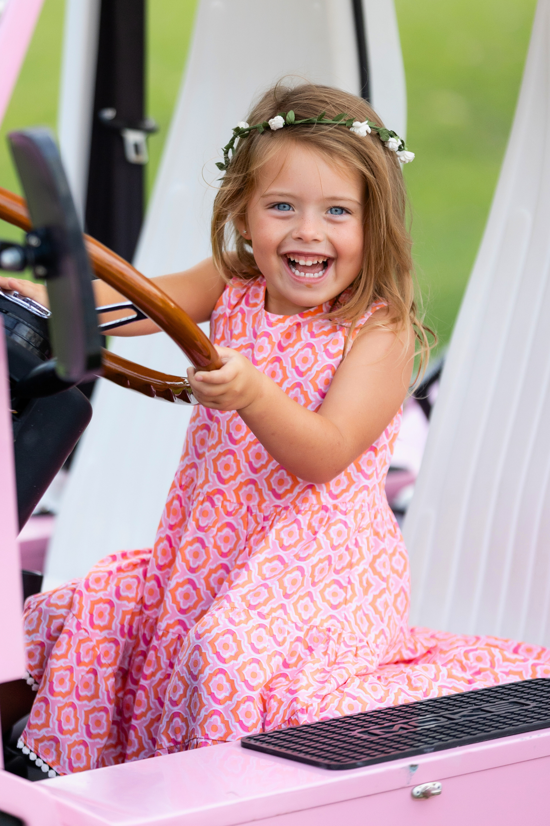 Girl's Bella Dress / Orange & Pink Tiles