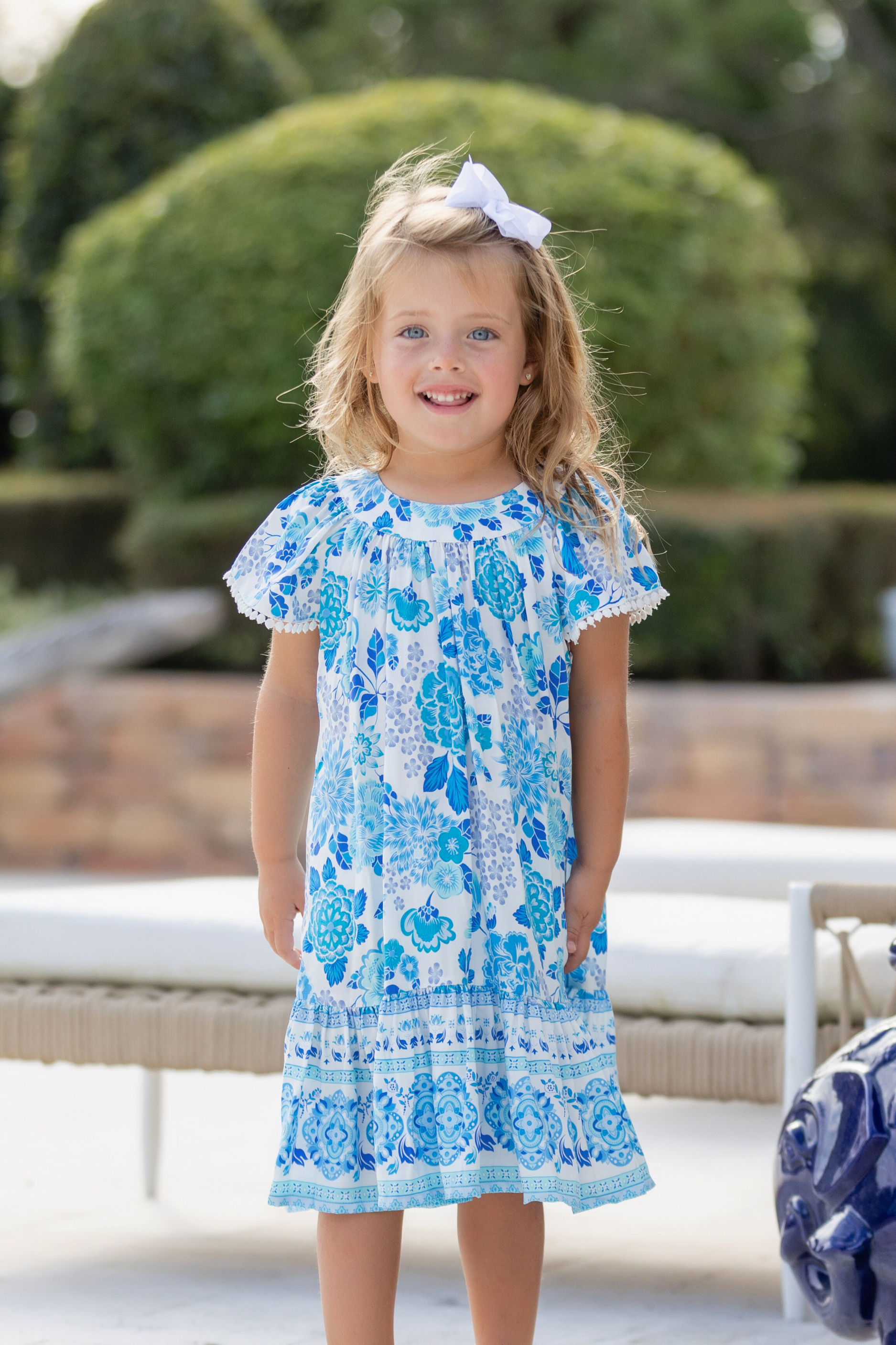 Girl's Ellie Dress / Cobalt Multi Floral