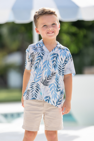 Boy's Panama Shirt / Blue Fern