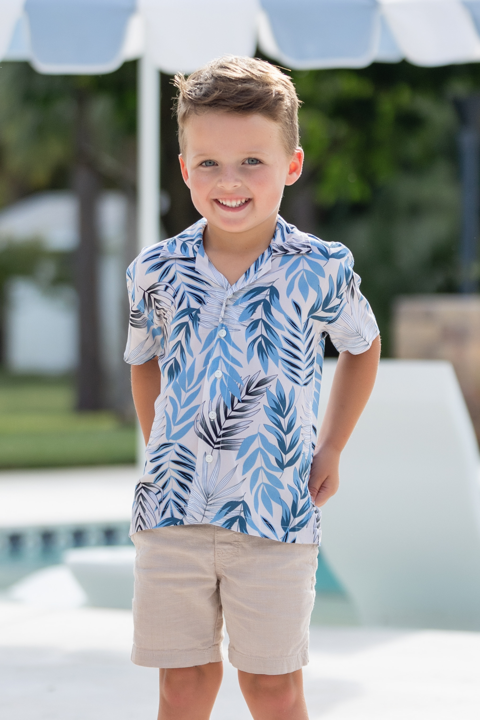 Boy's Panama Shirt / Blue Fern