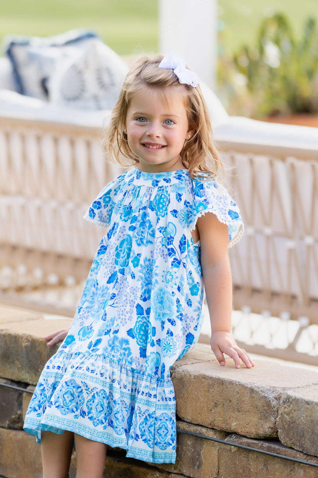 Girl's Ellie Dress / Cobalt Multi Floral