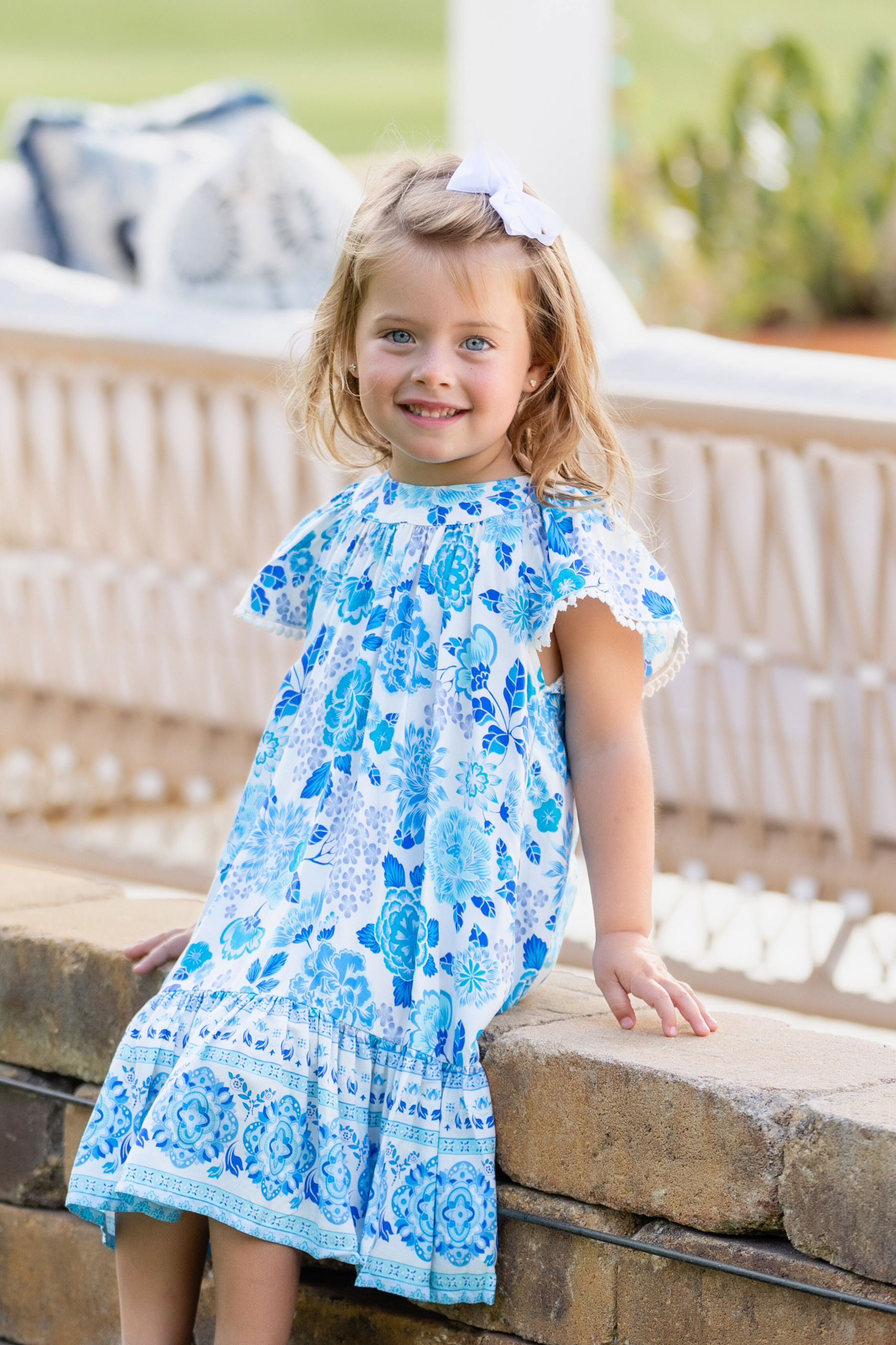 Girl's Ellie Dress / Cobalt Multi Floral