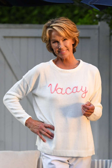 Vacay Sweater / White Coral