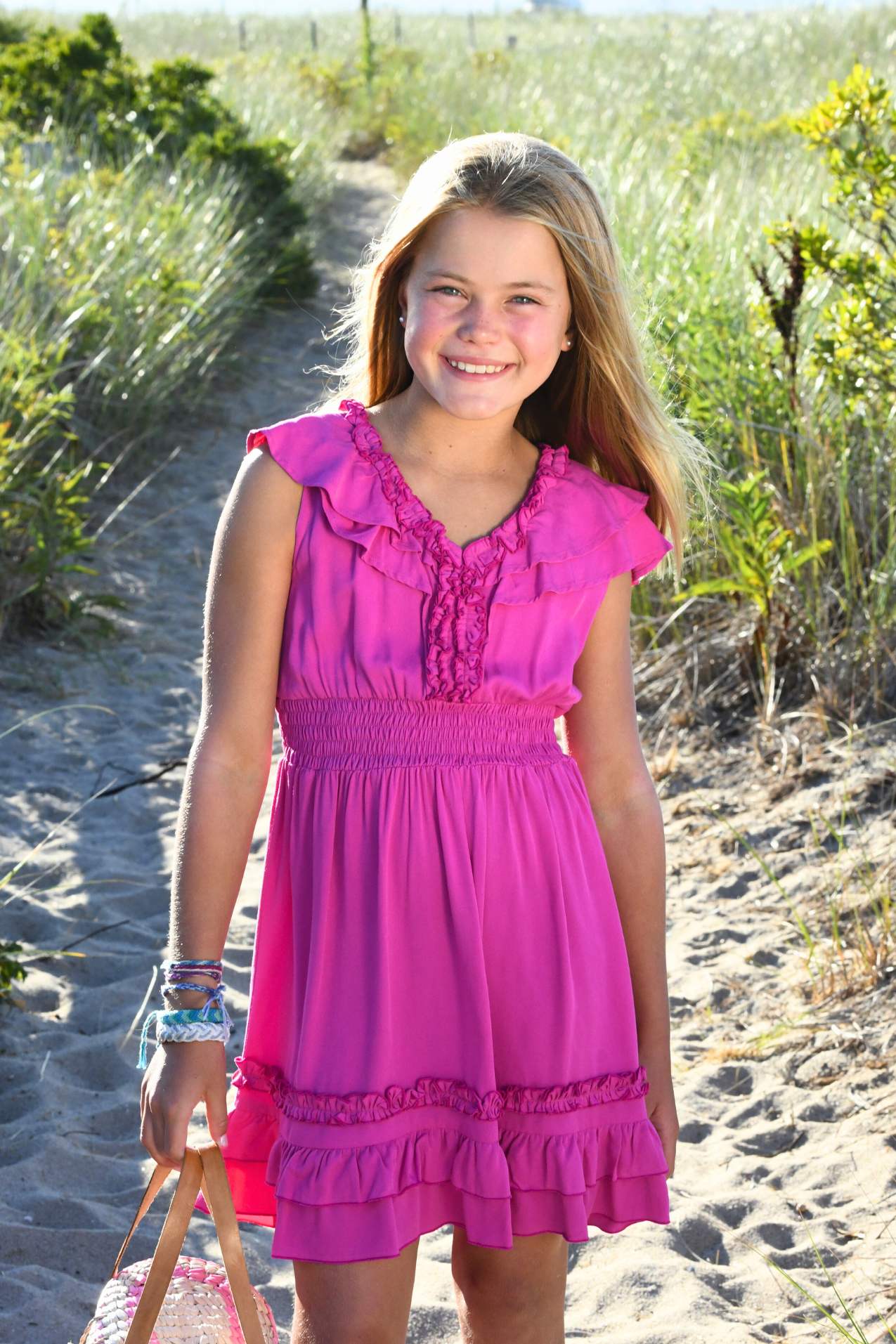 Girl's Brigitte Dress / Hot Pink Fuchsia