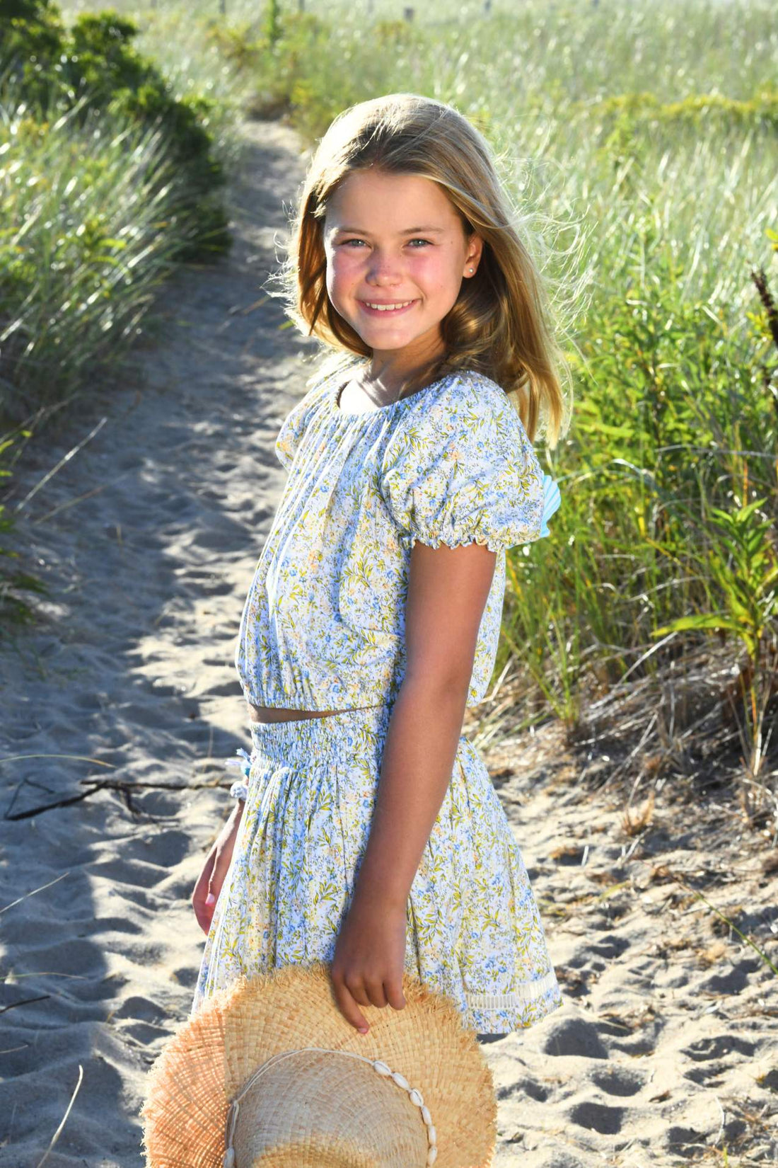 Girl's Rosie Set Top & Skirt / Yellow Mini Flower