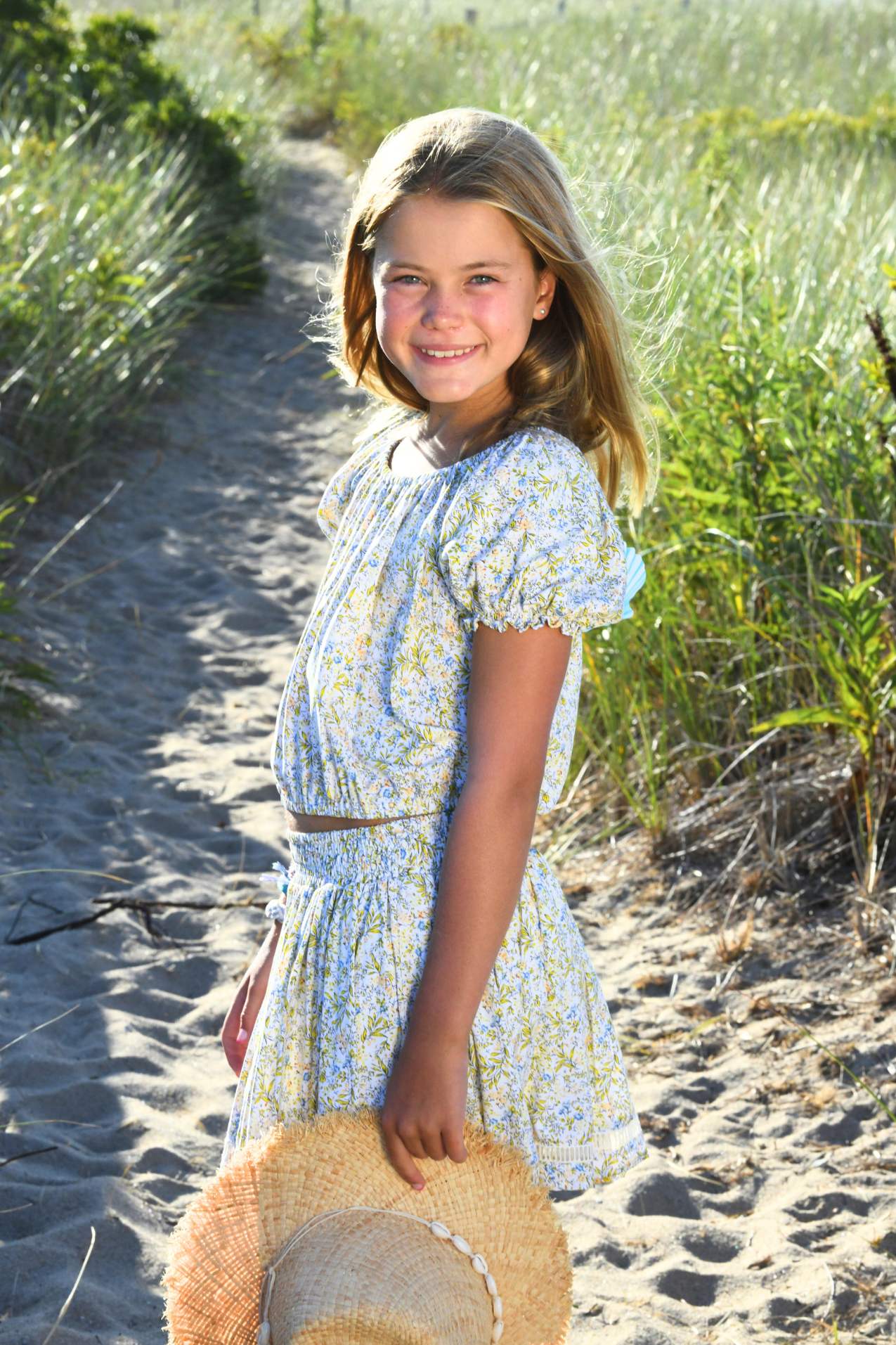 Girl's Rosie Set Top & Skirt / Yellow Mini Flower