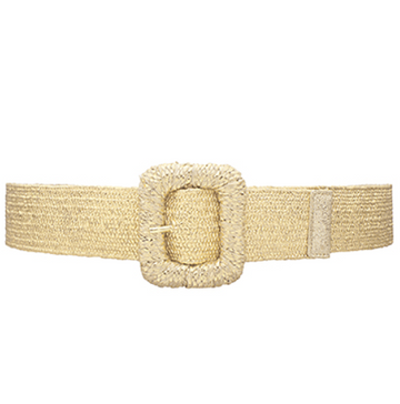 Rectangle Metallic Straw Buckle Belt / Gold