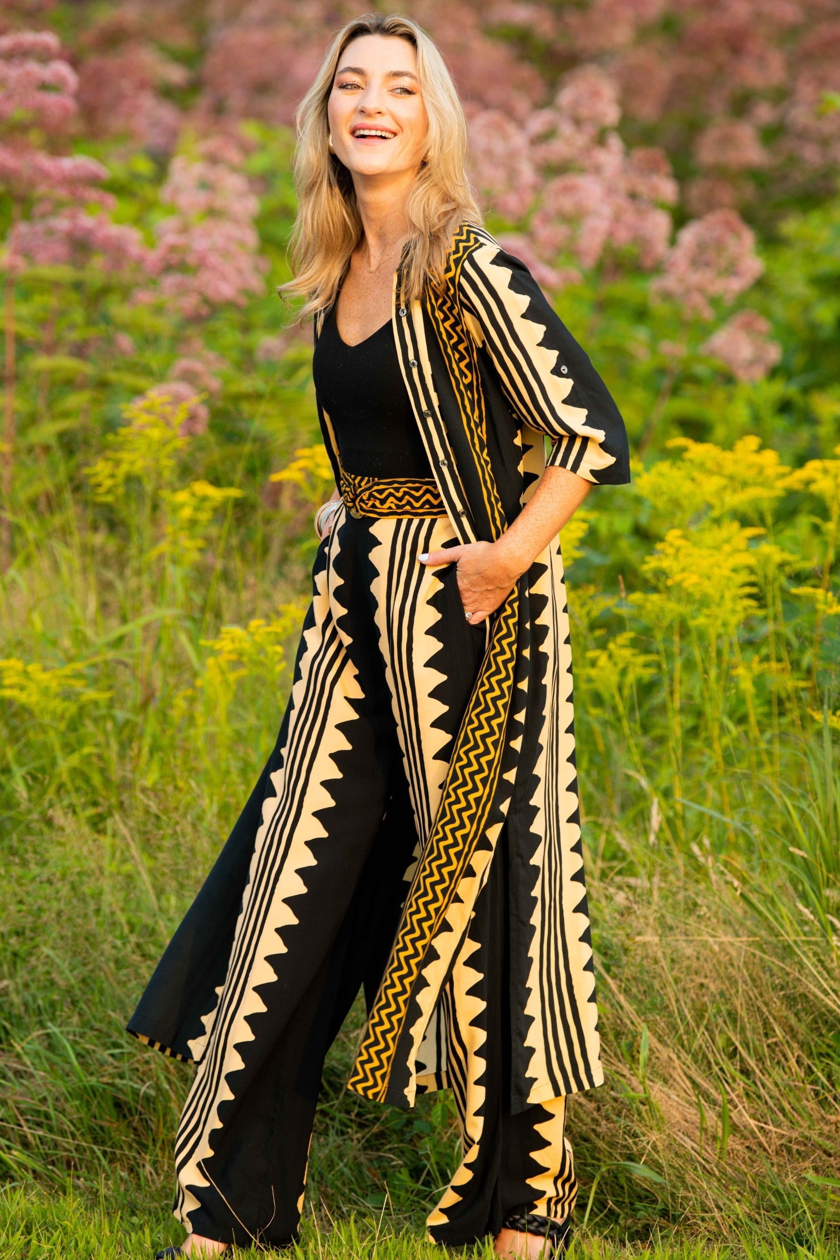 Cruise Set Pants / Khaki Zig Zag