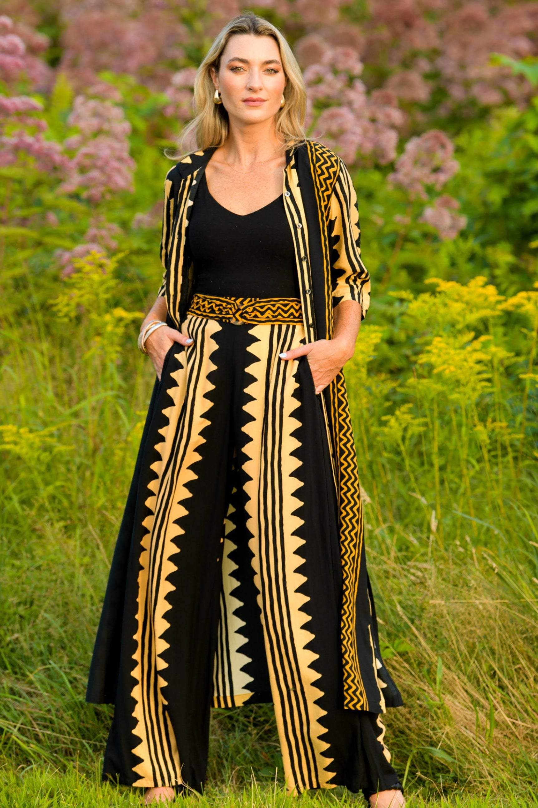 Cruise Set Pants / Khaki Zig Zag